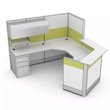 Load image into Gallery viewer, 120 Degree Modern Reception Cubicle | Sapphire Cubicle System | 7x9x65″-39″H