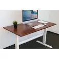 Load image into Gallery viewer, 59″W Electric Sit-Stand Desk With Led Touch Display – White Frame And Brown Top height adjustable desk
