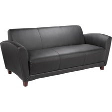 Lorell Reception Collection Black Leather Sofa