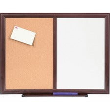 Lorell Dry-erase Mahogany Frame Cork Combo Boards