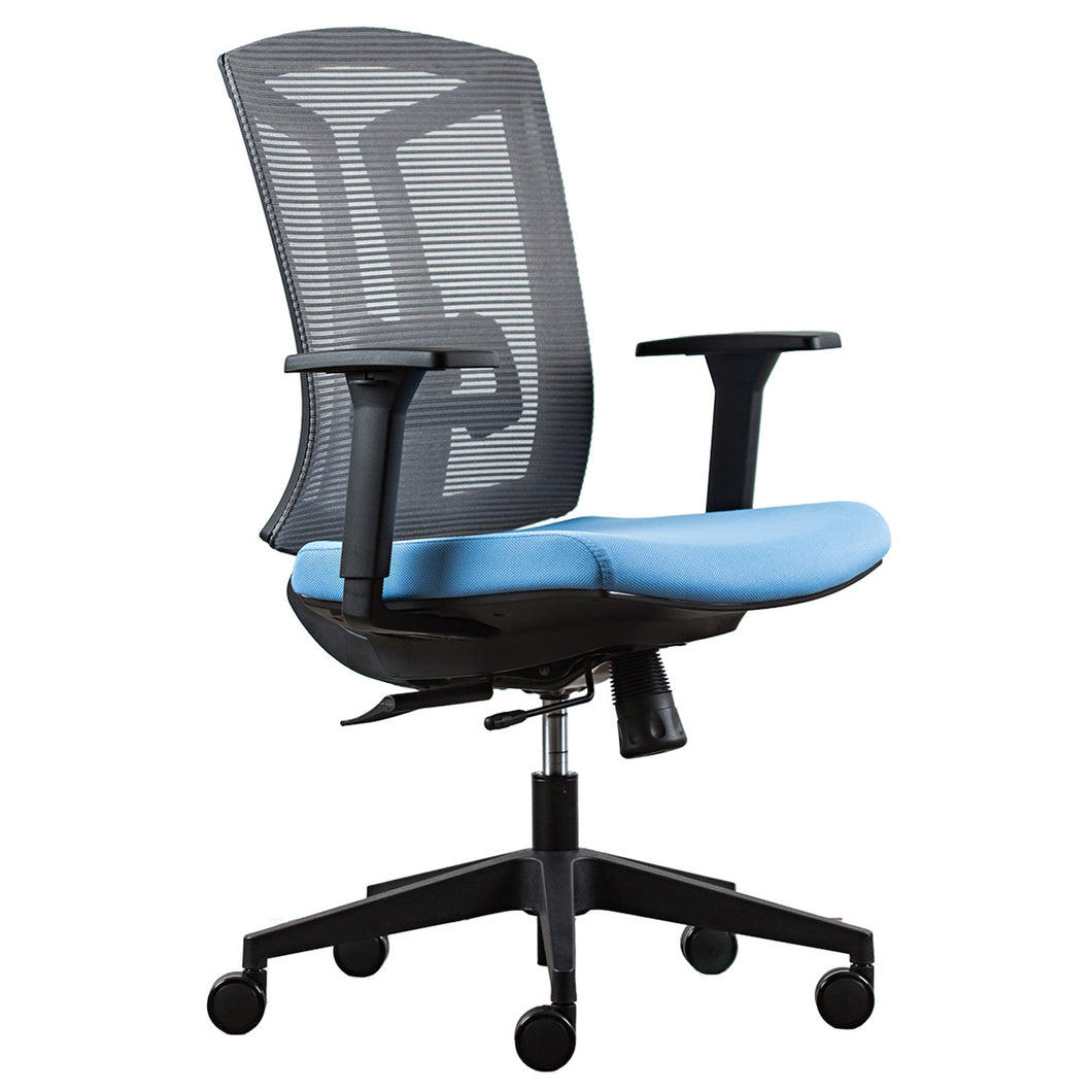 HDL Echo Mid-Back Task Chair, Blue Fabric Seat/Grey Mesh Back