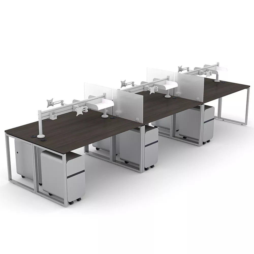 Nova Desking System with Acrylic Desk Dividers | Seats 6