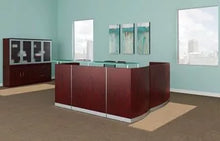 Load image into Gallery viewer, Medina L-Shaped Reception Station with BBF and FF Pedestals - 3 Laminates Available
