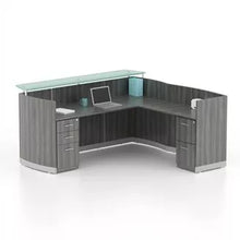 Load image into Gallery viewer, Medina L-Shaped Reception Station with BBF and FF Pedestals - 3 Laminates Available
