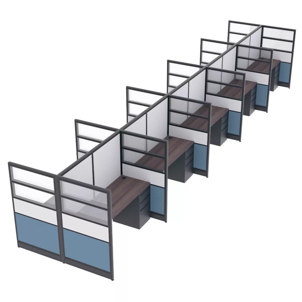 10-Person Divider Call Center Cubicles | Emerald Cubicle Collection | 3x6x65