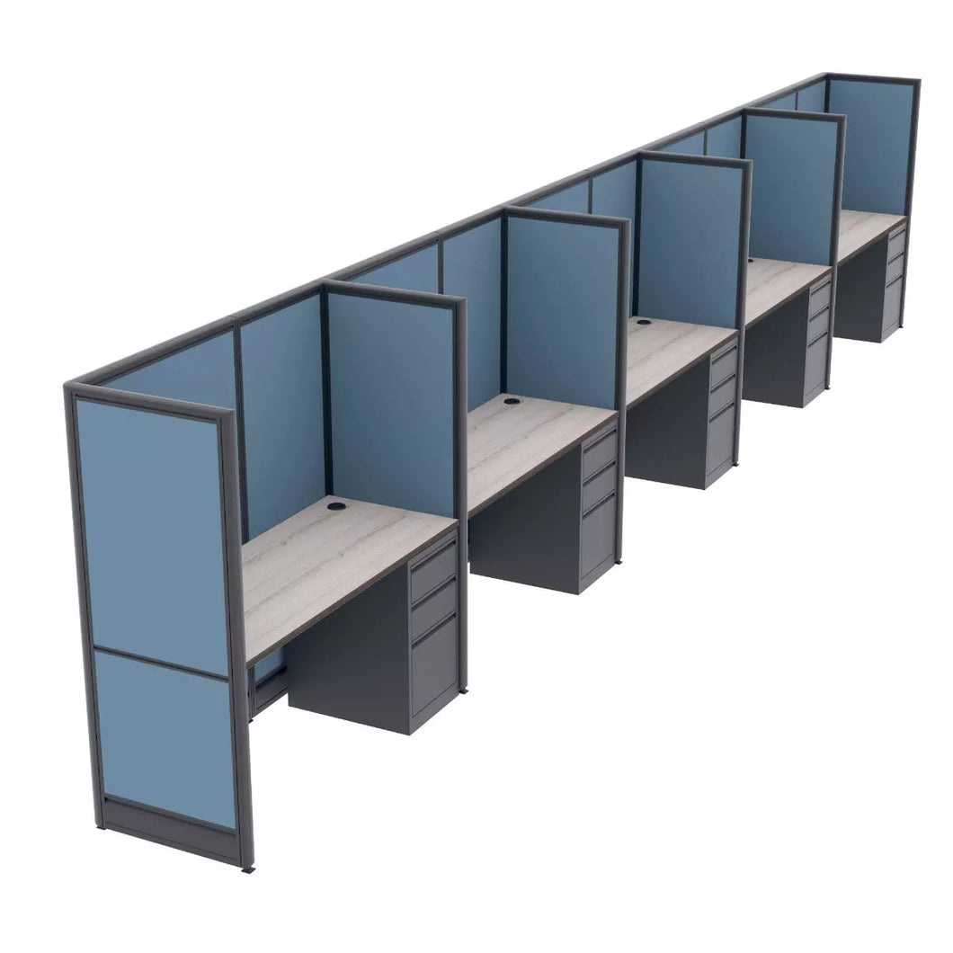 Study Session Cubicles Divider | 5-Person | Emerald Collection | 2x5x65