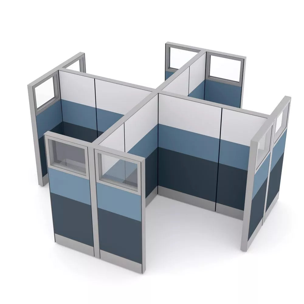 4-Person Office Divider Cubicle Walls | Sapphire Cubicle System | 5'x5'x65